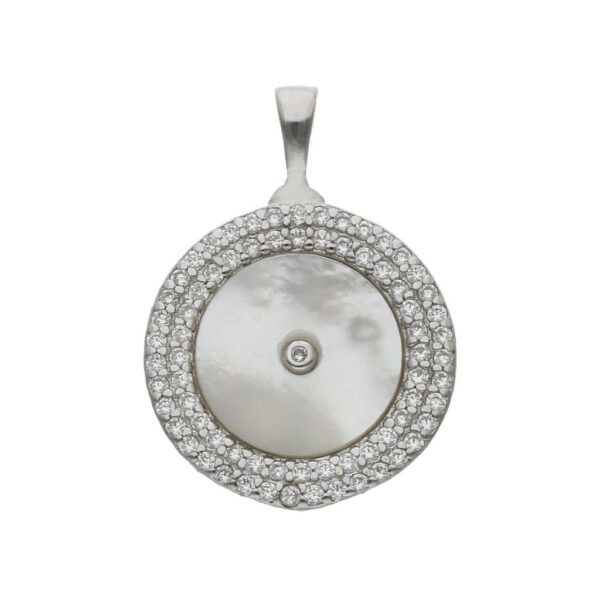 Colgante plata 925mm circulo nacar - 15mm