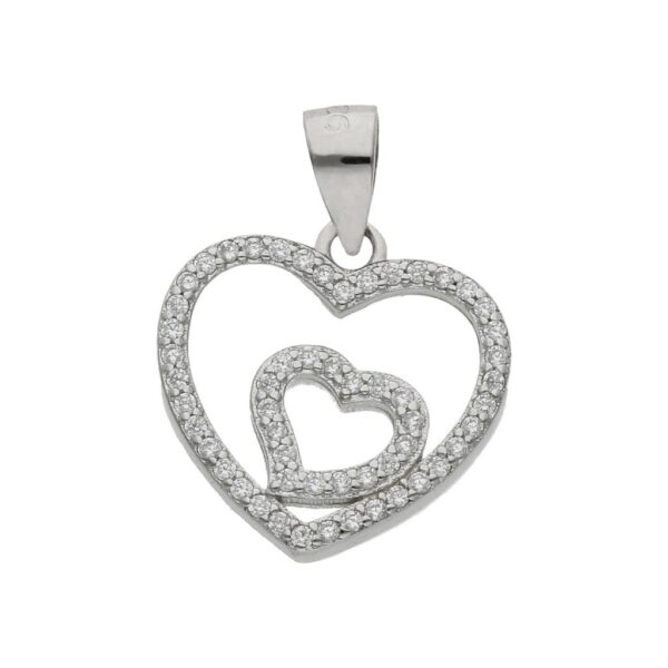 Colgante plata 925mm corazon circonitas - 16x15mm