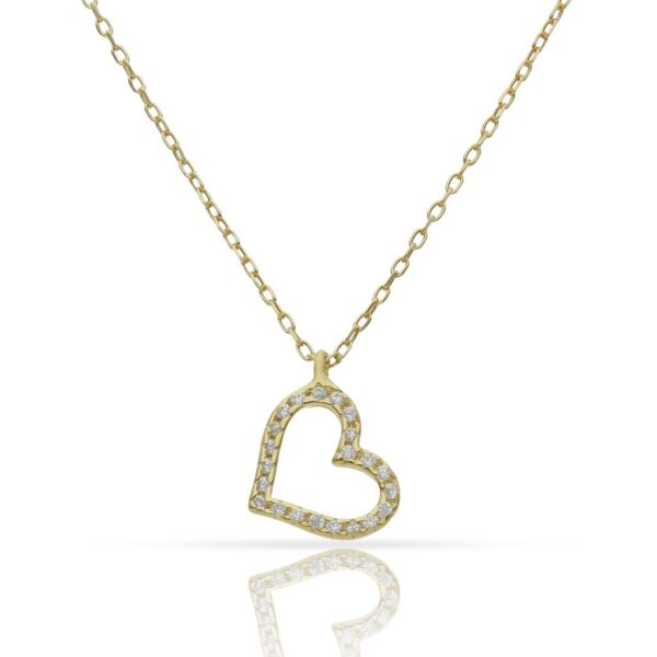 Gargantilla plata chapada oro corazon circonitas