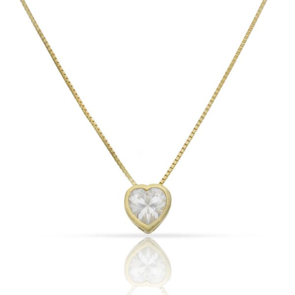 Gargantilla plata chapada oro corazon circonita