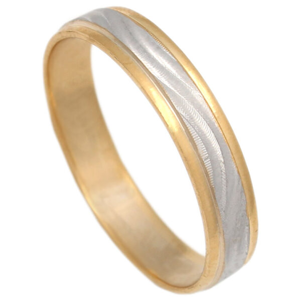 Alianza oro 18kl bicolor tallada - 4mm