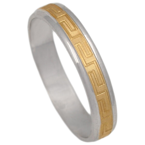 Alianza oro 18kl bicolor greca - 4mm