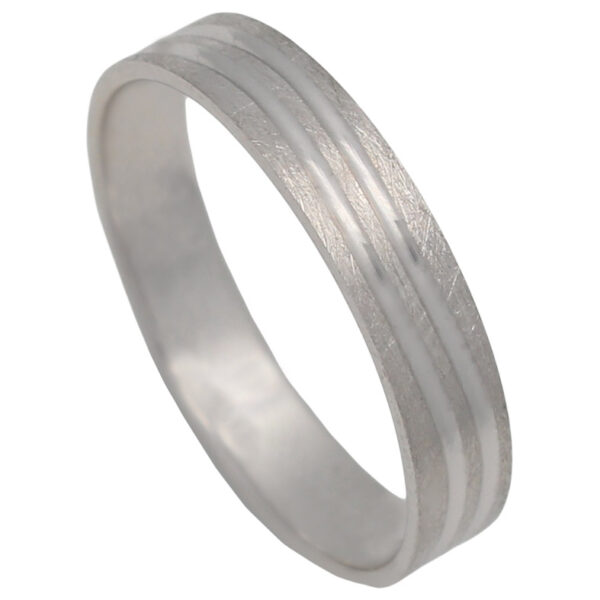 Alianza oro blanco 18kl tallada - 4mm