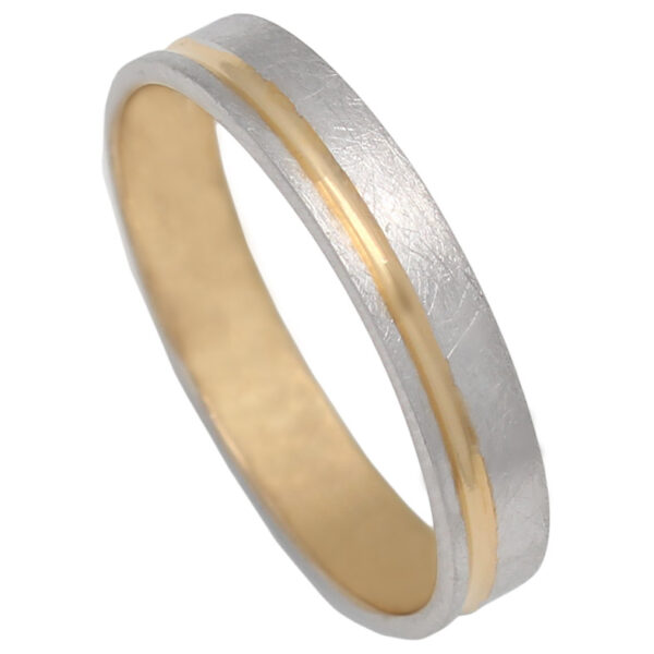 Alianza oro 18kl bicolor mate-brillo 4mm