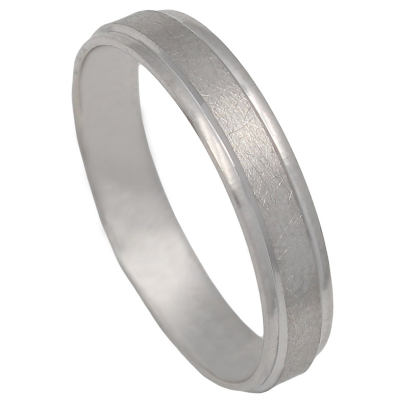 Alianza oro blanco 18kl mate-brillo - 4mm