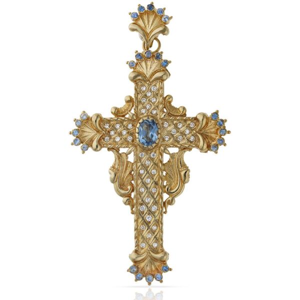 Cruz oro 18kl circonitas - 47x72mm