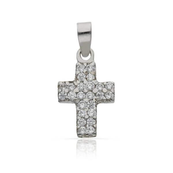 Cruz oro blanco 18kl circonitas - 11x16mm