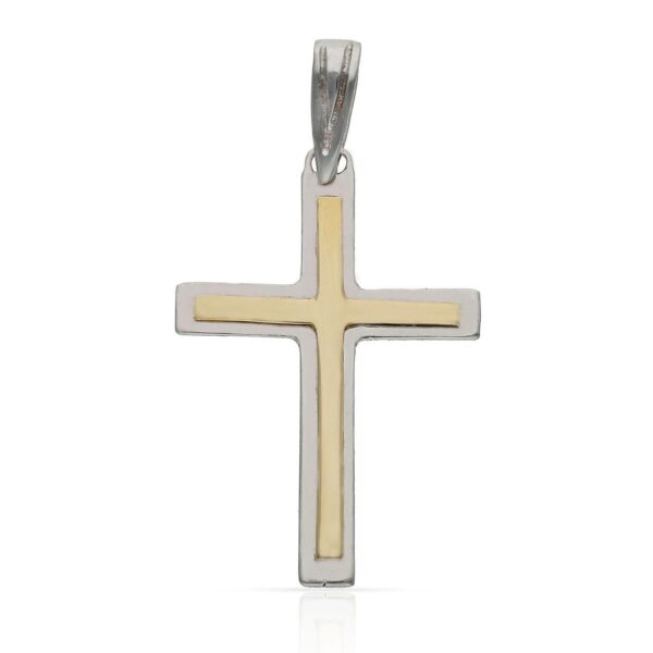 Cruz oro 18kl bicolor - 18x27mm