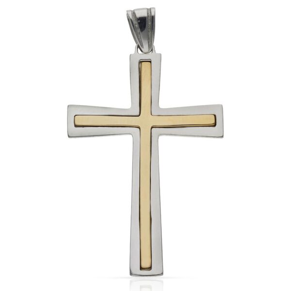Cruz oro 18kl bicolor - 26x40mm