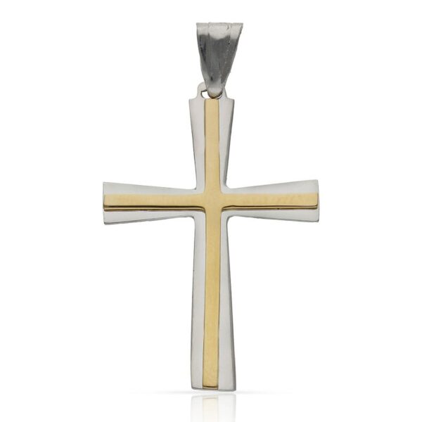Cruz oro 18kl bicolor -22x33mm