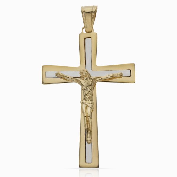 Cruz oro 18kl cristo bicolor