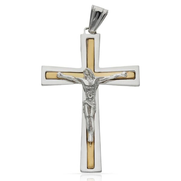 Cruz oro 18kl cristo bicolor - 26x40mm