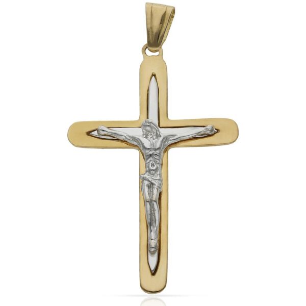 Cruz oro 18kl cristo bicolor - 27x41mm