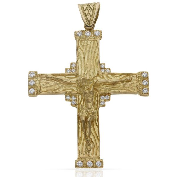 Cruz oro 18kl cristo circonitas
