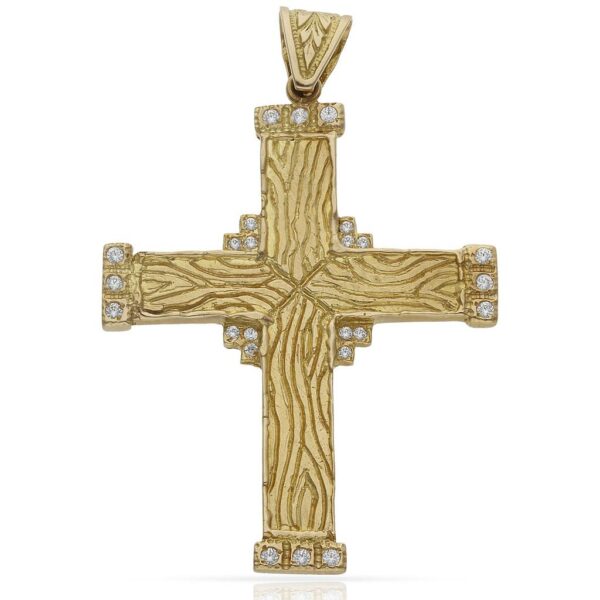 Cruz oro 18kl circonitas - 38x50mm