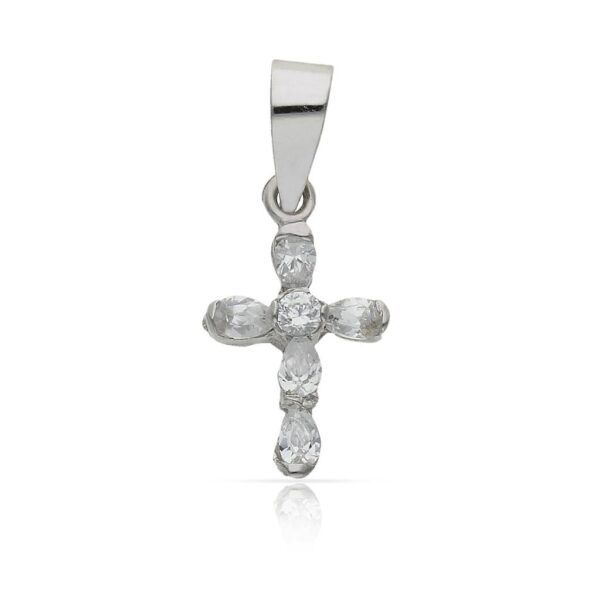 Cruz oro blanco 18kl circonitas -  9x15mm