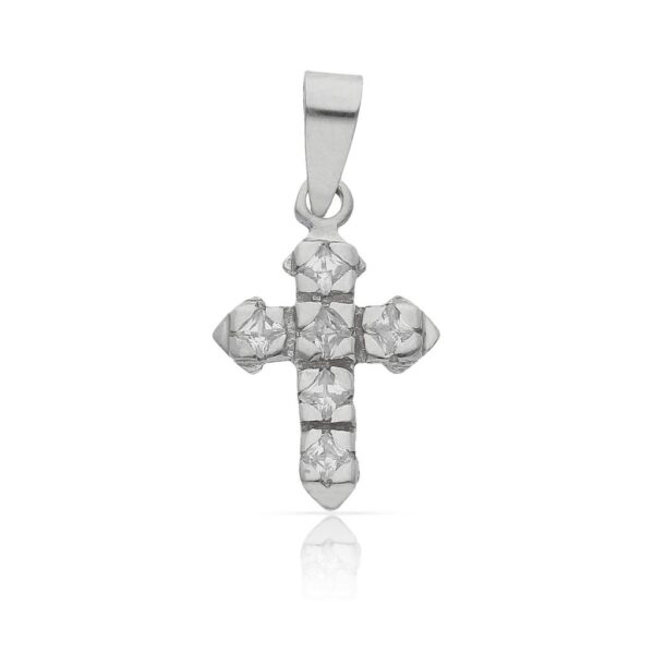 Cruz oro blanco 18kl circonitas - 11x16mm