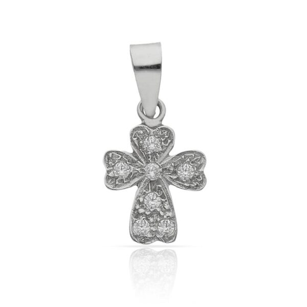 Cruz oro blanco 18kl circonitas - 10x15mm