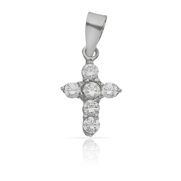Cruz oro blanco 18kl circonitas - 10x15mm