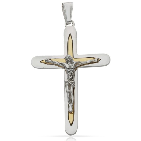 Cruz oro 18kl cristo bicolor