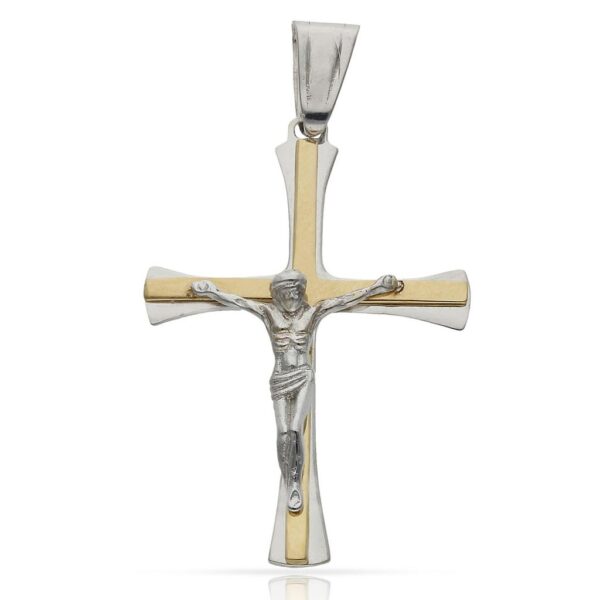 Cruz oro 18kl cristo bicolor
