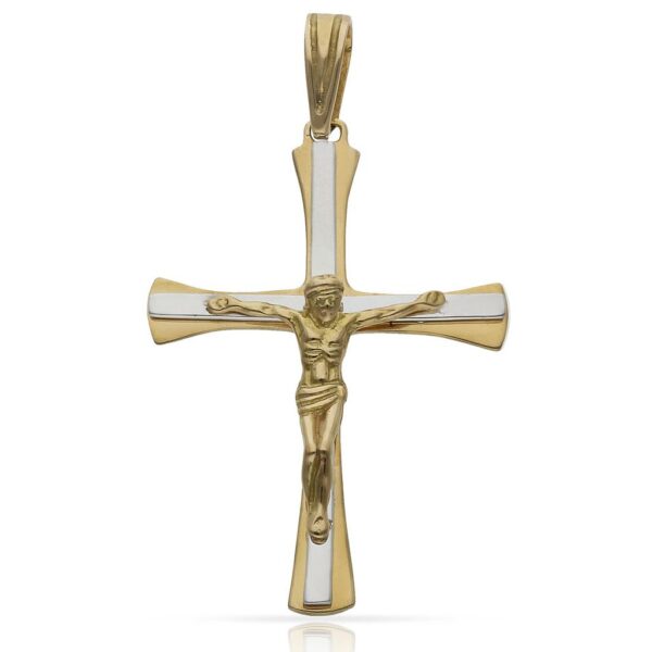 Cruz oro 18kl cristo bicolor