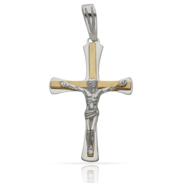 Cruz oro 18kl cristo bicolor