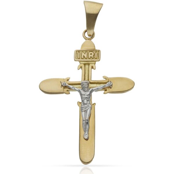 Cruz oro 18kl cristo bicolor