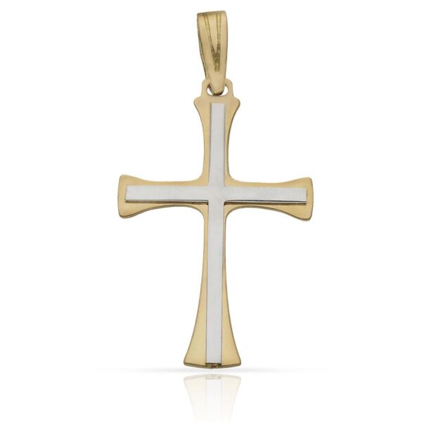 Cruz oro 18kl bicolor - 18x28mm