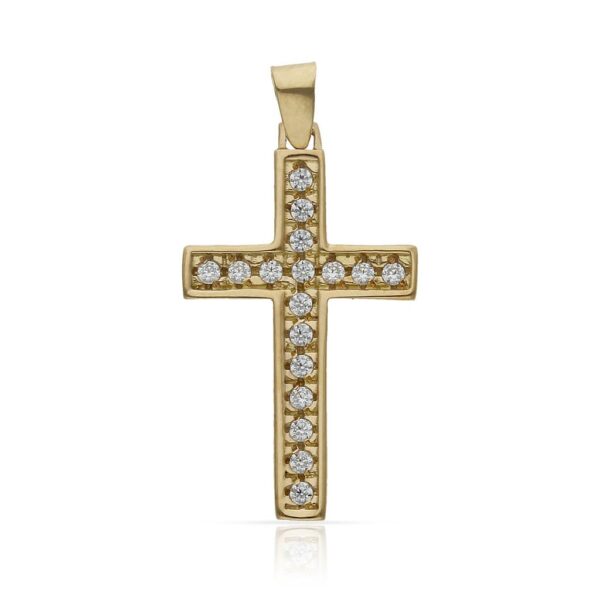 Cruz oro 18kl circonitas - 16x27mm