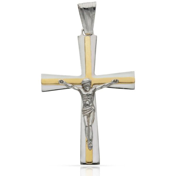Cruz cristo oro 18kl bicolor - 22x32mm