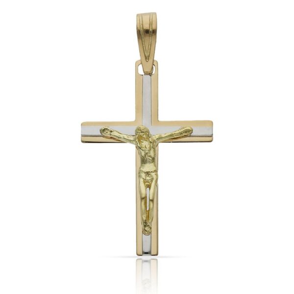 Cruz cristo oro 18kl bicolor - 18x27mm
