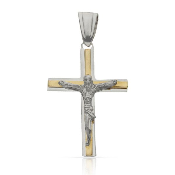 Cruz cristo oro 18kl bicolor - 18x27mm