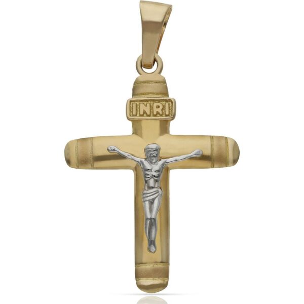 Cruz oro 18kl cristo bicolor