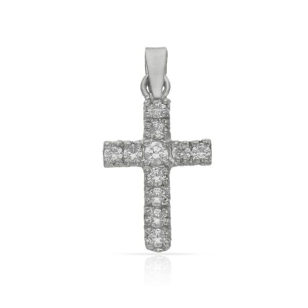 Cruz oro blanco 18kl circonitas - 12x19mm