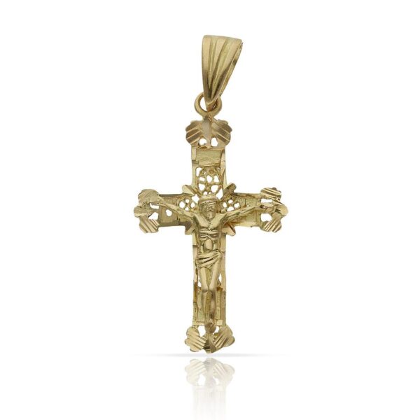 Cruz oro 18kl filigrana cristo - 18x32mm