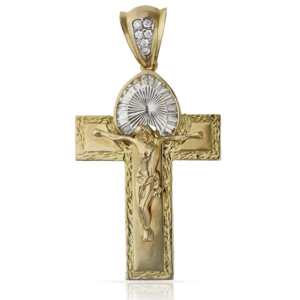 Cruz oro 18kl cristo circonitas