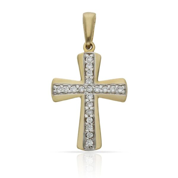 Cruz oro 18kl bicolor circonitas - 14x21mm