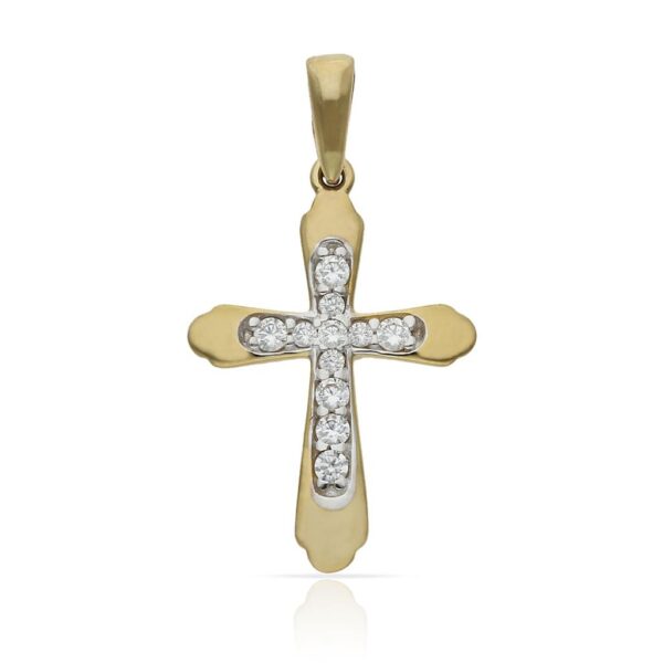 Cruz oro 18kl bicolor circonitas - 14x21mm