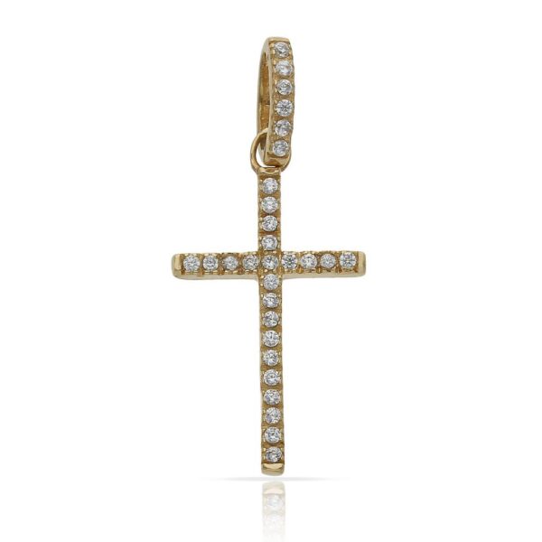 Cruz oro 18kl circonitas - 12x21mm