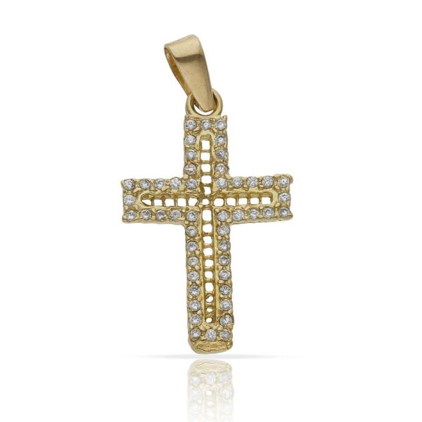 Cruz oro 18kl circonitas - 14x22mm