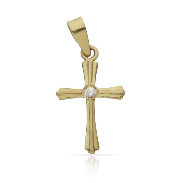 Cruz oro 18kl circonita - 11x17mm