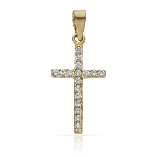 Cruz oro 18kl circonitas - 12x22mm