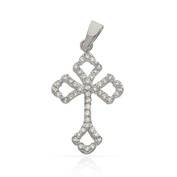 Cruz oro blanco 18kl circonitas - 14x22mm