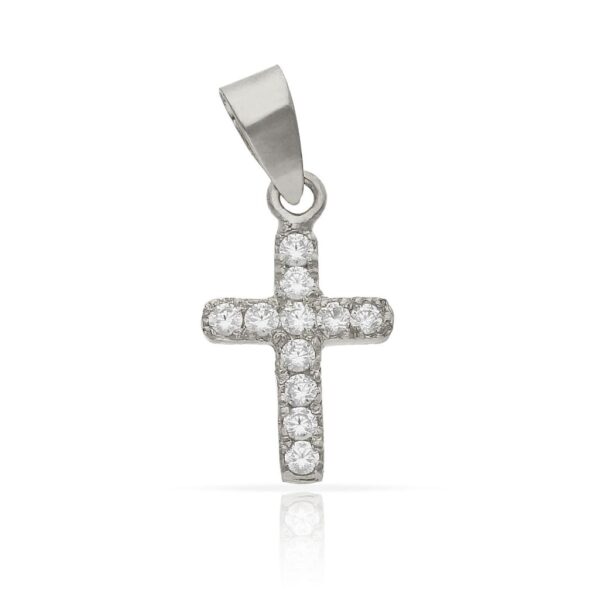 Cruz oro blanco 18kl circonitas - 9x15mm