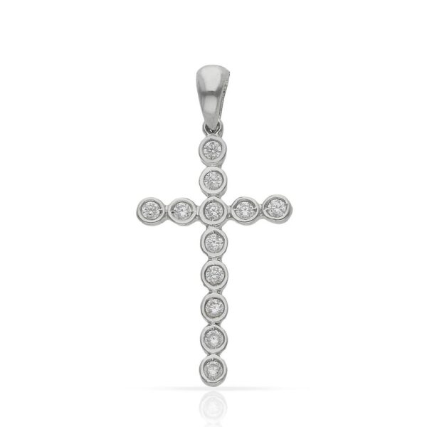 Cruz oro blanco 18kl circonitas - 11x19mm