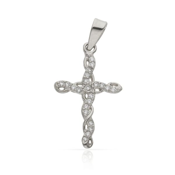 Cruz oro blanco 18kl circonitas - 13x20mm