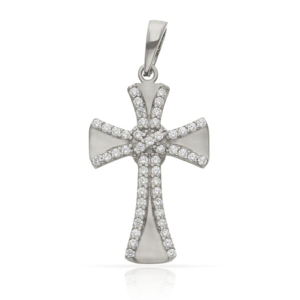 Cruz oro blanco 18kl circonitas - 13x22mm