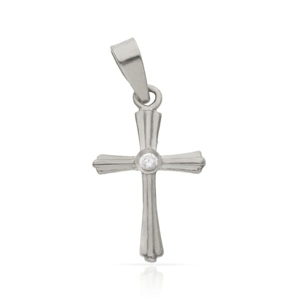 Cruz oro blanco 18kl circonita - 11x17mm