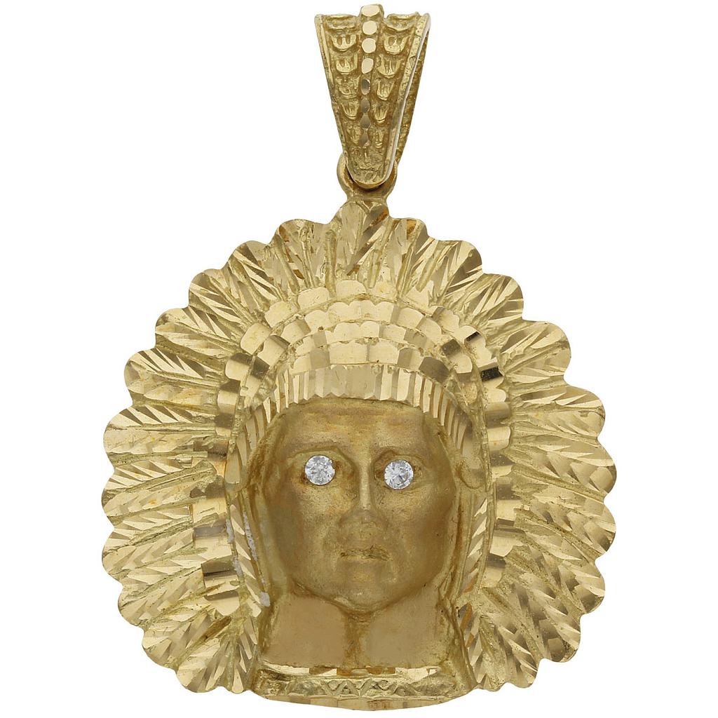 Cabeza oro 18kl indio - 35x40mm